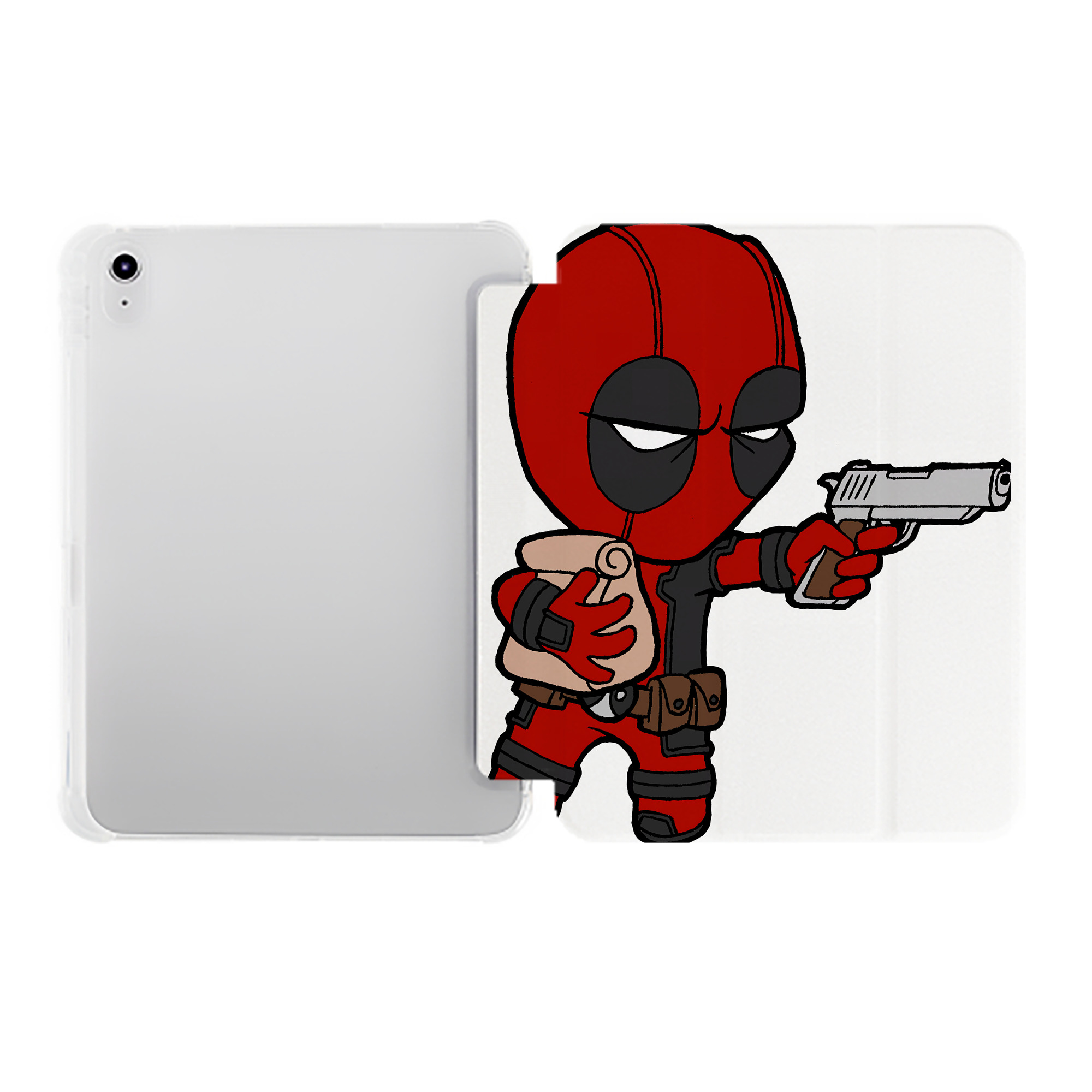 （画像用） Deadpool デッドプール IPad ケース ペン収納付き 三つ折りスタンド PUレザー×シリコン 対応機種9.5/10.5/10.9インチ